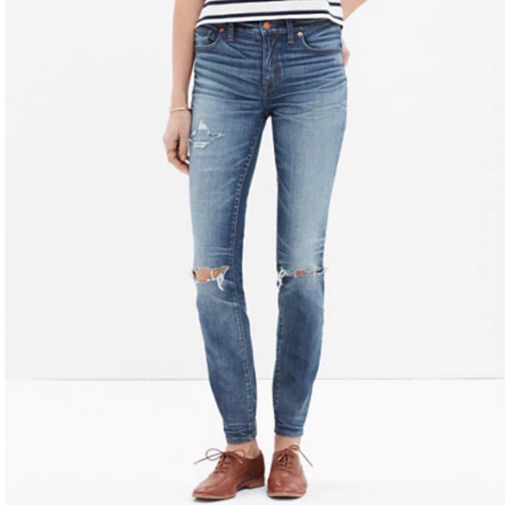 Madewell 9" high-rise skinny jeans: torn-knee edit